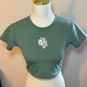 SHE Darc Sport Green Crop Top with Wolf Logo
